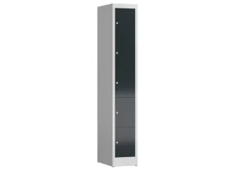 Lockerkast 1800x310x500mm 1x5 vakken cilinderslot, sokkel, RAL7016 - 1