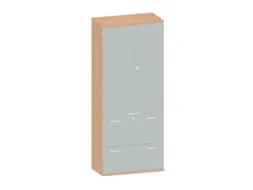 Kantoorkast 1920x800x430mm Decor Romp Beuken Decor Front Lichtgrijs