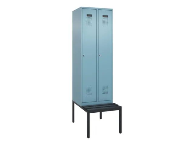 locker met bank,voor scheiding van kleding,HxBxD 2120x600x815mm,2vak
