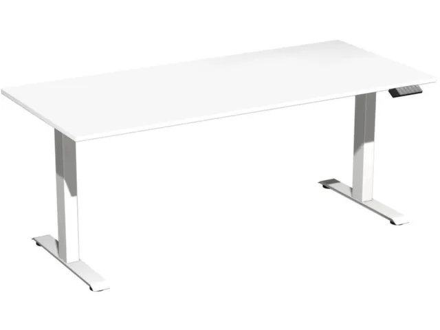 Elektrisch ihv bureau,HxBxD 730-1230x1800x800mm,blad wit,T-voet wit