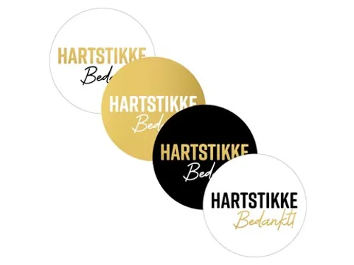 KP Sticker rond 40mm "Hartstikke Bedankt" 4 varianten 250 stuks