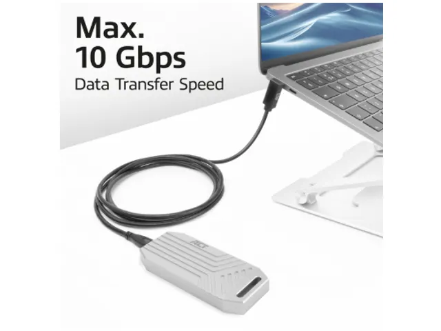 Kabel ACT USB-C standaard naar USB-C hoek boven/beneden 10Gbps 1m