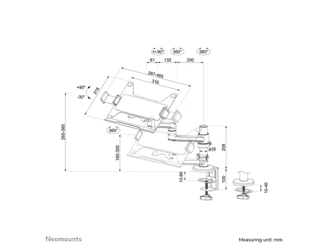 Neomounts NEXT Lite DS20-425BL1 Laptophouder monitorarm - 11.6-17.3 in