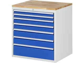 ladekast 825x770x650mm 7laden cilinderslot RAL7035 RAL5010 beuken - 1