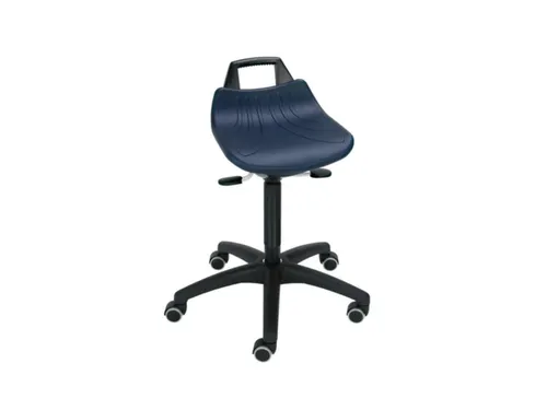 Draaibare Kruk 520-710mm Zitting Pu Blauw Wielen Met Helling Gasveer