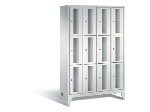 lockerkast 1850x1190x500mm 4x3 vakken Cilinderslot Poten, RAL7035