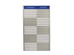 Menoor In-Uit bord 25 namen Aluminium Aanwezig/Afwezig Blauw