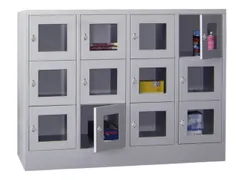 lockerkast,HxBxD 1187x1600x500mm,4x3vakken,RAL7035,front RAL7035