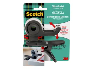 Plakbandhouder Scotch Clip C19 donkergrijs + 1 rol magic tape 19mmx8.8 - 1