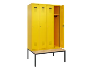 locker met bank,HxBxD 2120x1200x815mm,4vak,vak B 300mm,cilinderslot - 1