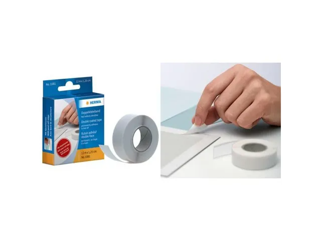 Bande double-face permanente en dévidoir, largeur adhésive 12mm, 12m