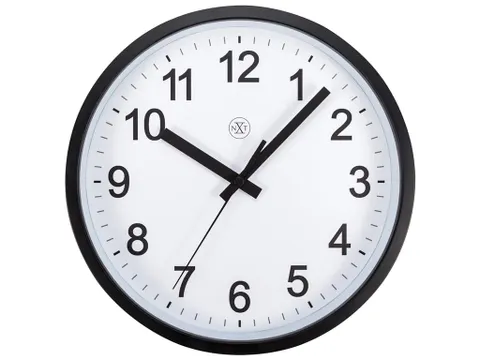 Wandklok nXt Robust dia 25,5cm zwart/wit kunststof