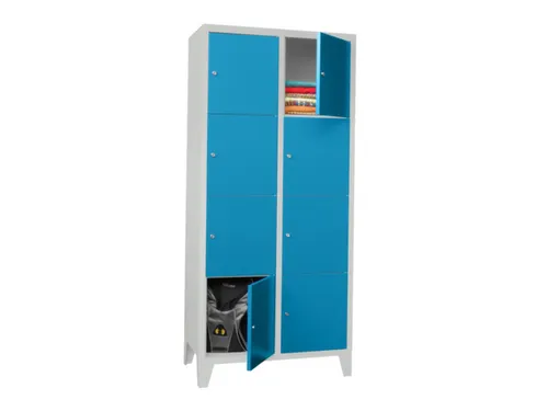 lockerkast,HxBxD 1850x800x500mm,2x4vakken,RAL7035,front RAL5012
