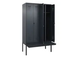 locker met bank,voor scheiding van kleding,HxBxD 2120x1200x815mm,4vak