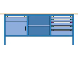 werkbank,HxBxD 845x2000x700mm,multiplexblad,RAL7035,front RAL7035