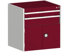 ladekast HxBxD 800x800x525mm 2laden RAL7035 front RAL3004