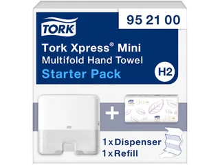 Tork 952100 Startpakket H2 mini Multifold Handdoek Dispenser + refill - 1