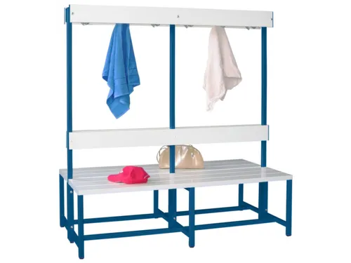 dubbele zitbank HxLxD 1600x1500x770mm Kunststof Wit RAL5010 Blauw