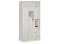 lockerkast,HxBxD 1850x900x500mm,3x4vakken,RAL7035,front RAL7016