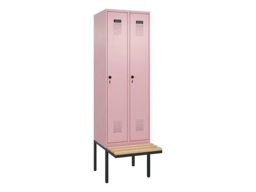 locker met bank,HxBxD 2120x600x815mm,2vak,vak B 300mm,draaigrendel