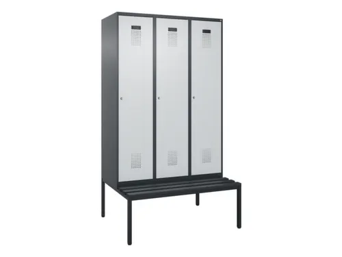locker met bank,voor scheiding van kleding,HxBxD 2120x1200x815mm,3vak