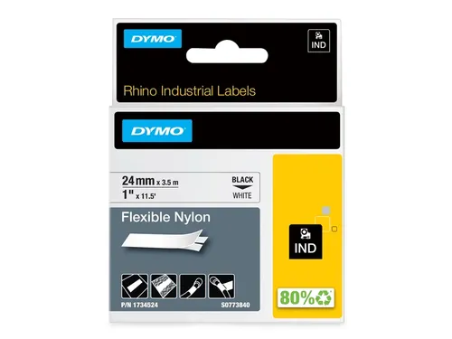 Labeltape Rhino 1734524 Nylon 24mmx3.5m Zwart Op Wit