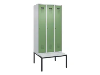 locker met bank,voor scheiding van kleding,HxBxD 2120x900x815mm,3vak - 2