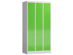 Lockerkast 1800x870x500mm 3x3 vakken cilinderslot, sokkel, RAL6018