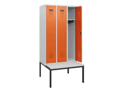 locker met bank,HxBxD 1950x900x815mm,3vak,vak B 300mm,cilinderslot