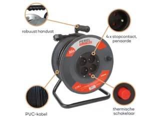 Kabelhaspel 50 M - 3g1.5 - 4 Stopcontacten Penaarde - 6