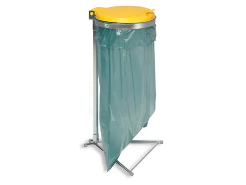 Afvalverzamelaar 70/120 Liter H 980 mm Standaard Verzinkt Deksel Geel