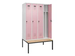 locker met bank,voor scheiding van kleding,HxBxD 2120x1200x815mm,4vak