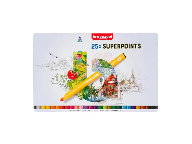 Viltstift Bruynzeel Creatives Superpoints blik à 25 kleuren
