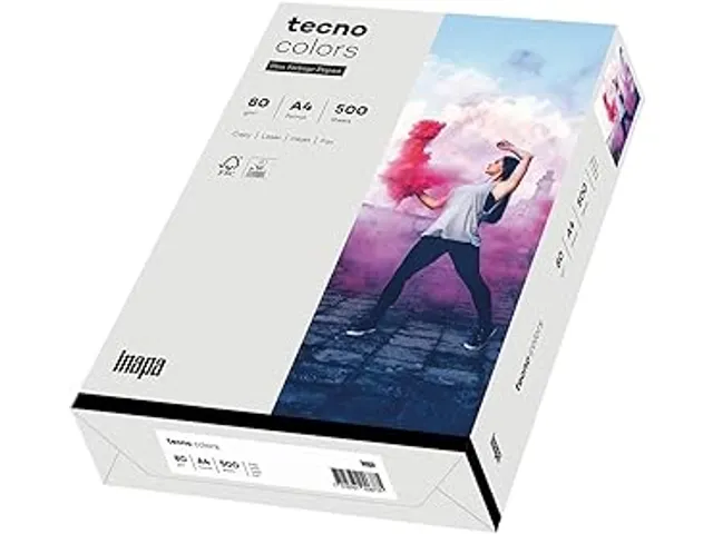 Inapa Tecno Colors gekleurd papier A4 Lichtgrijs 80 gram 500vel
