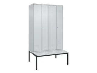 PBM-locker met bank,HxBxD 2120x1200x815mm,4vak,vak B 300mm,cil.-slot - 1