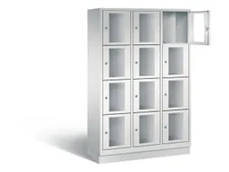Lockerkast 1800x1200x500mm 3x4 vakken Cilinderslot, Sokkel, RAL7035