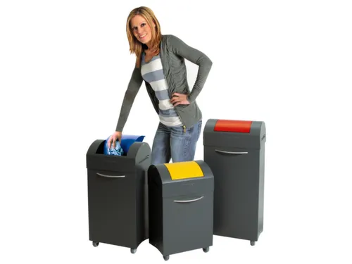 Afvalbak 45 Liter 650x380x320mm Plaatstaal 2 Wielen Klep Geel