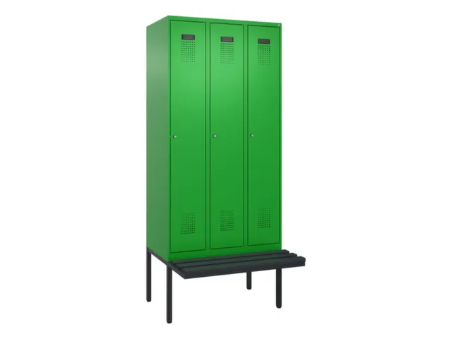 locker met bank,voor scheiding van kleding,HxBxD 2120x900x815mm,3vak