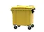 Container 1100 liter vlak deksel Geel Kunststof