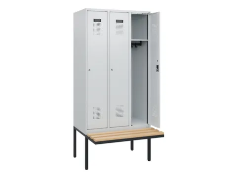 locker met bank,HxBxD 1950x900x815mm,3vak,vak B 300mm,cilinderslot