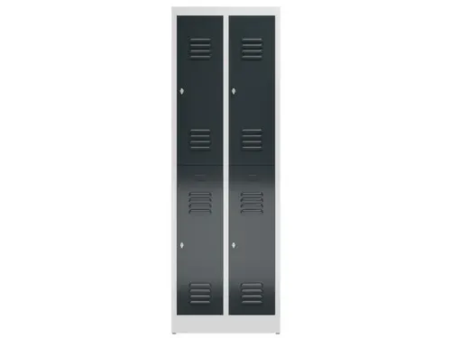 Dubbeldekse garderobekast 1800x590x500mm 2x2vak klink RAL7035 RAL7016