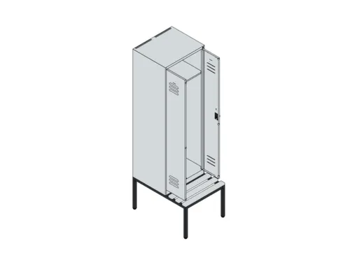 PBM-locker met bank,HxBxD 2120x600x815mm,2vak,vak B 300mm,draaigrendel