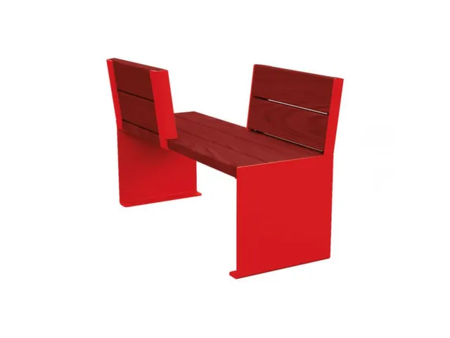 Banc opposé extérieur assise H450mm 3 lattes chêne acajou/RAL3020