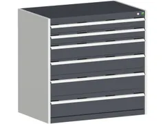 ladekast HxBxD 1000x1050x650mm 6laden RAL7035 front RAL7016