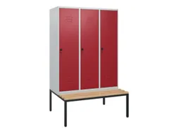 locker met bank,HxBxD 1950x1200x815mm,3vak,vak B 400mm,draaigrendel