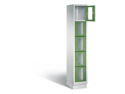 Lockerkast 1800x320x500mm 1x5 vakken Cilinderslot, Sokkel, RAL6011
