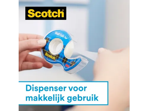 Plakband Scotch 19mmx16.5m Wall Safe + handdispenser