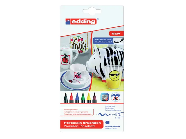 Brushpen Edding 4200 Porselein Familie Assorti Etui à 6 Stuks