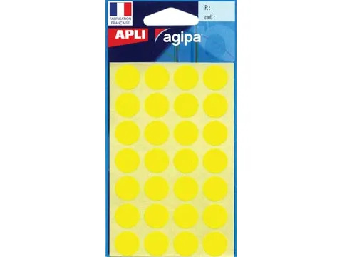 Ronde Etiketten in Etui Diameter Ø15mm, Geel, 168 Stuks, 28 per Blad