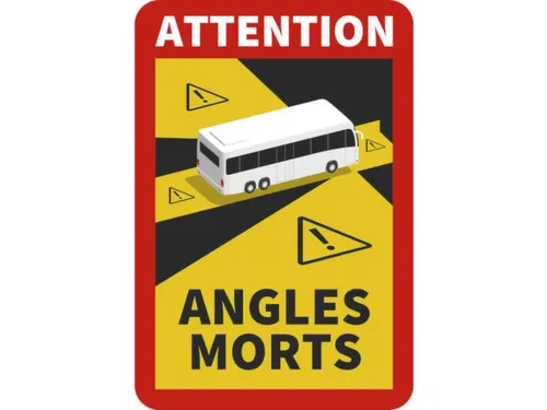waarschuwingsbord,Attention Angles Morts Bus,folie,geel/zwart/rood/wit